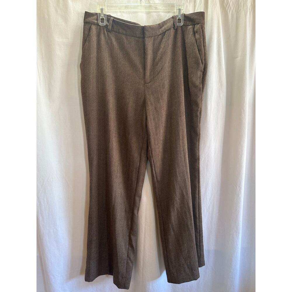 Chaps 100% Wool Brown Herringbone Trousers – Size 14